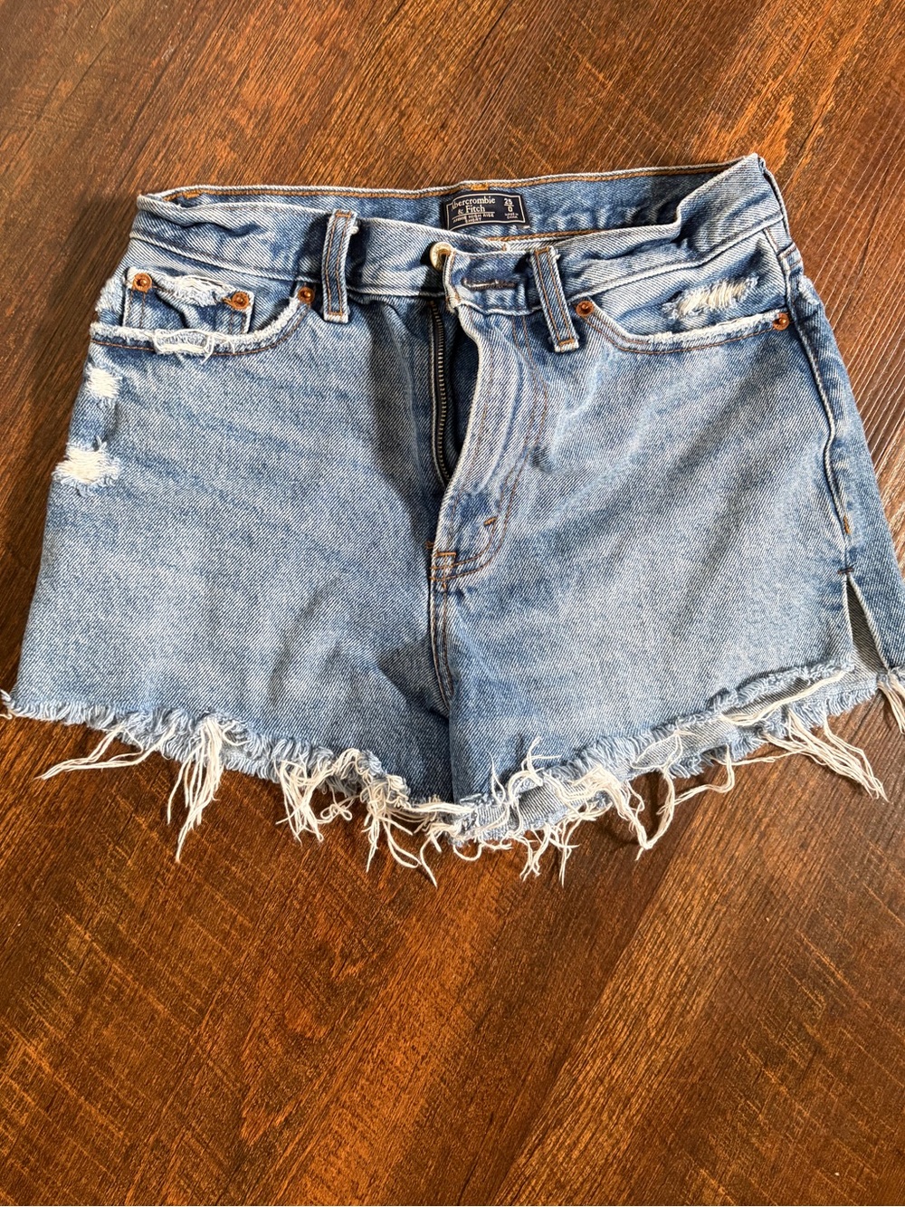 Abercrombie & Fitch Light Blue Distressed Denim Cutoff Shorts